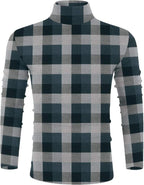 Men’s Classic Plaid Mock Turtleneck Slim Fit Knit Pullover Sweater