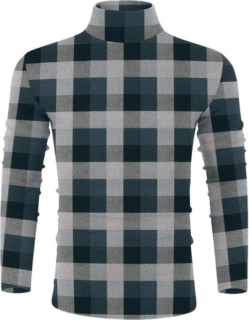 Men’s Classic Plaid Mock Turtleneck Slim Fit Knit Pullover Sweater