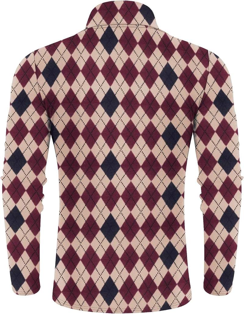 Men’s Plaid Diamond Check Slim Fit Turtleneck Sweater