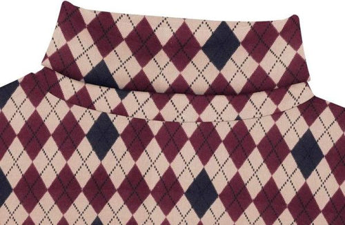Men’s Plaid Diamond Check Slim Fit Turtleneck Sweater