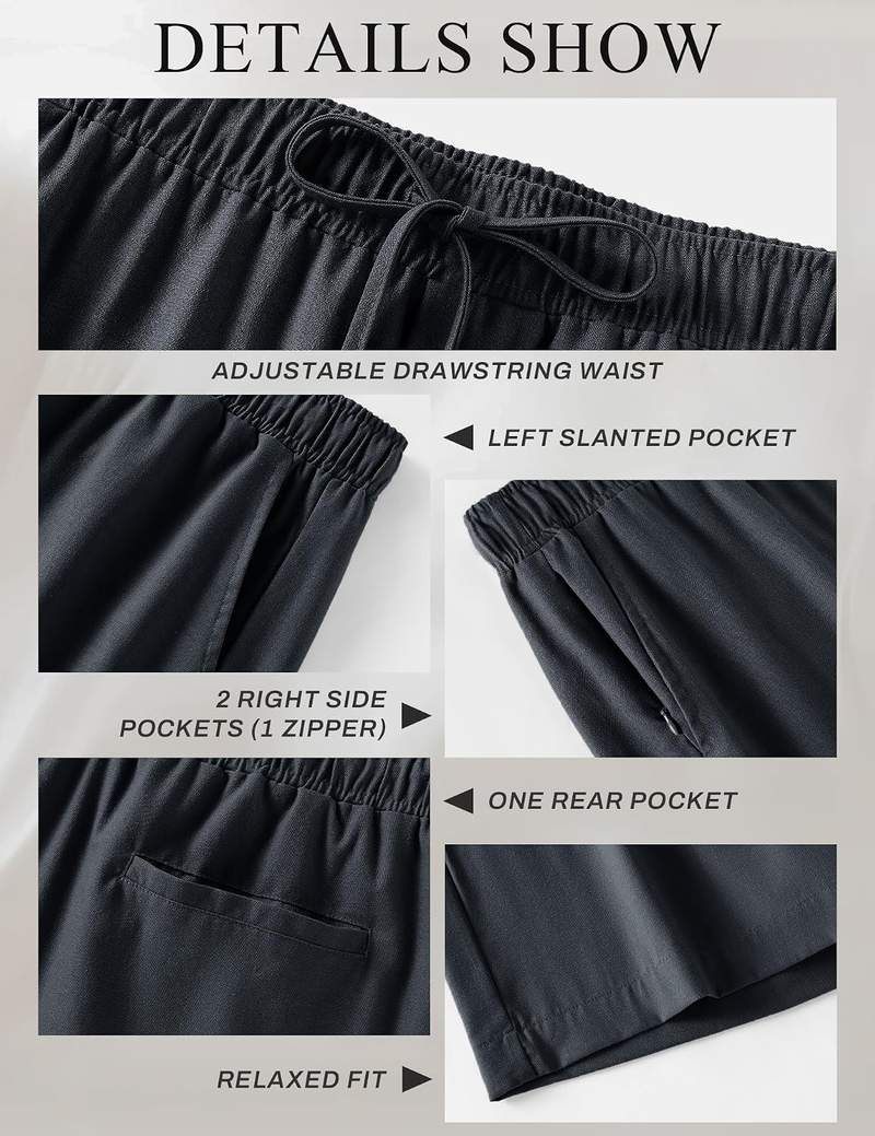 Men’s Linen Blend Flat Front Chino Athletic Shorts