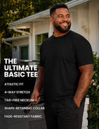Big and Tall Men’s Short Sleeve Basic Crewneck Cotton T-Shirt