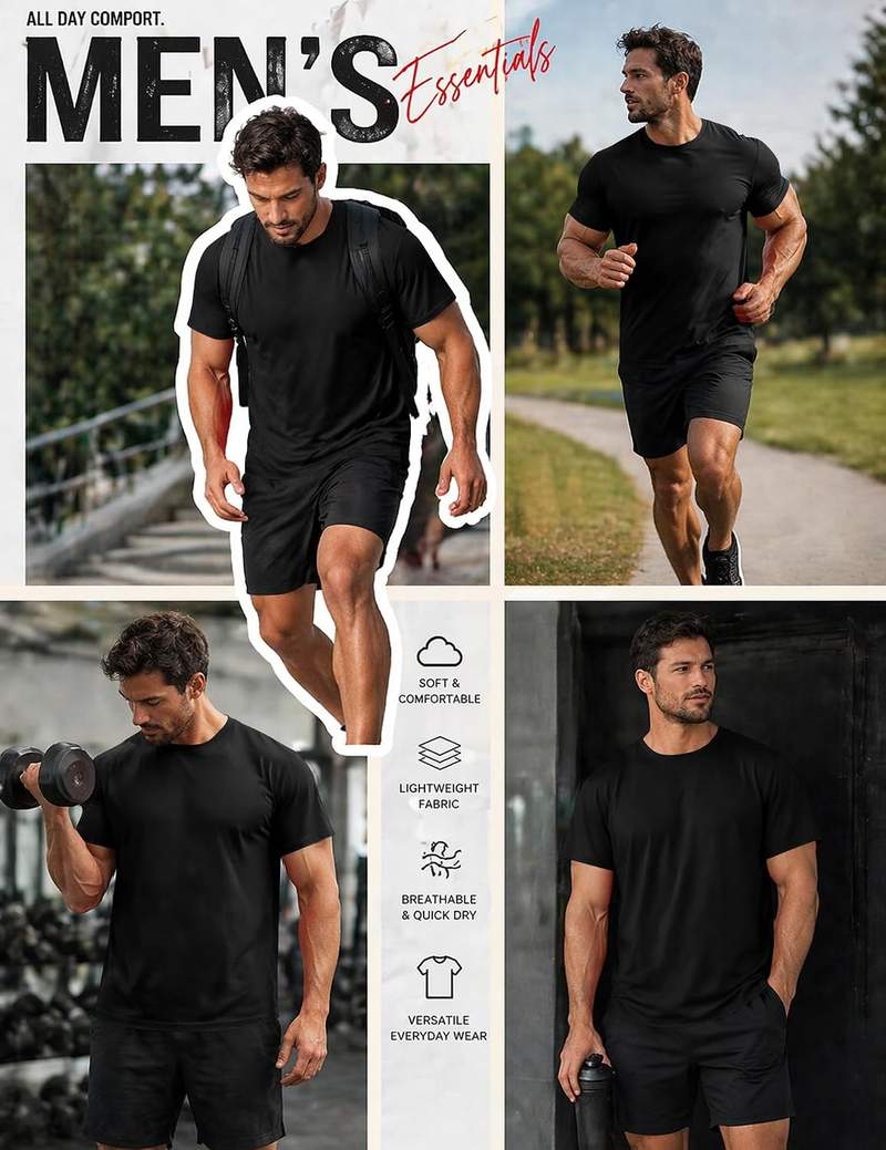 Big and Tall Men’s Short Sleeve Basic Crewneck Cotton T-Shirt