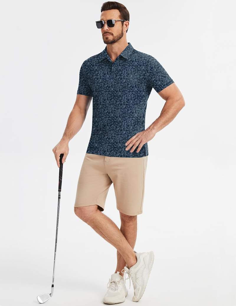 Men’s sleeve Moisture Wicking Performance Collared Polo Shirt